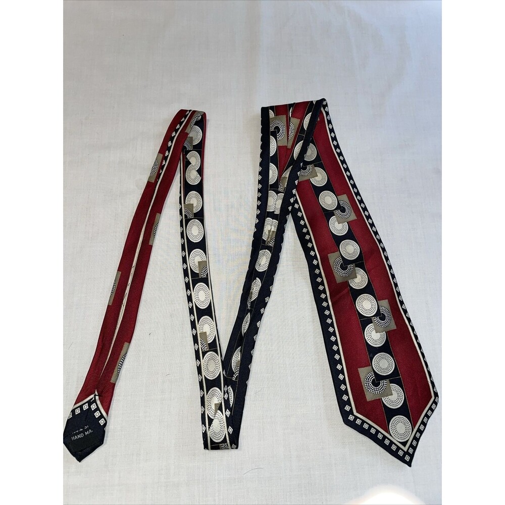 Roffe Dress Tie Mens Size 60" Multicolor Geometric 100% Silk Designer